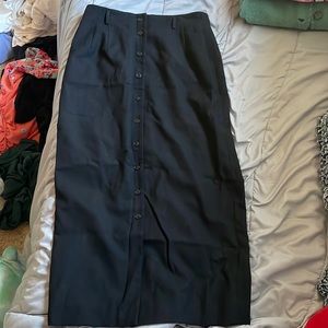 long button up black vintage skirt